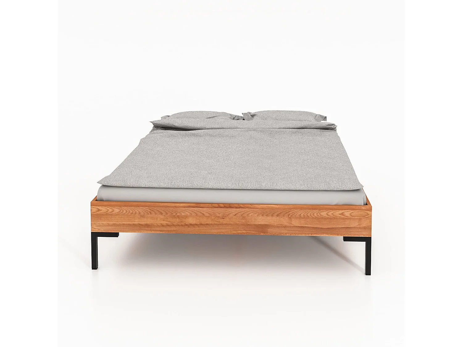 Lit en chêne massif clair 140x190 avec pieds en métal - LT36001