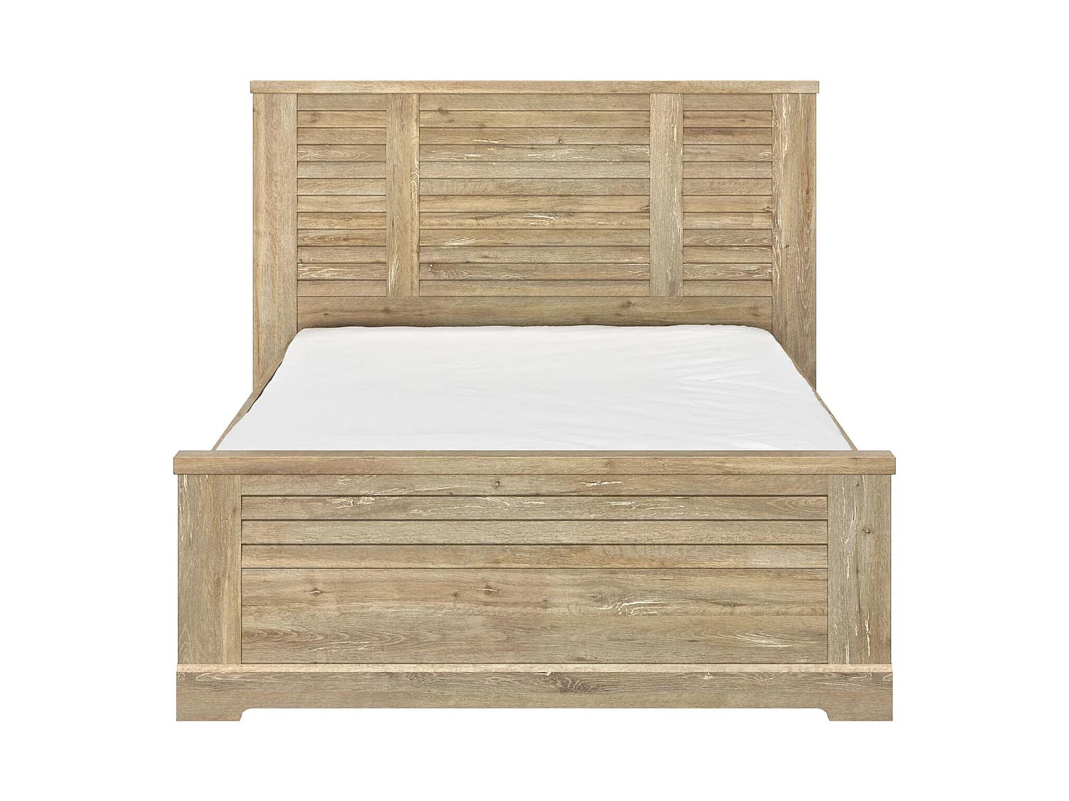 Lit 140x190 avec 2 chevets en bois clair - LT5077