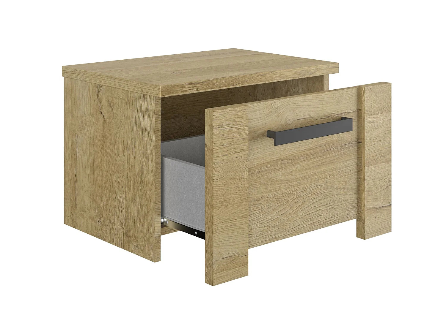 Lit led sensitive 160x200 avec 2 chevets en bois clair - LT5082