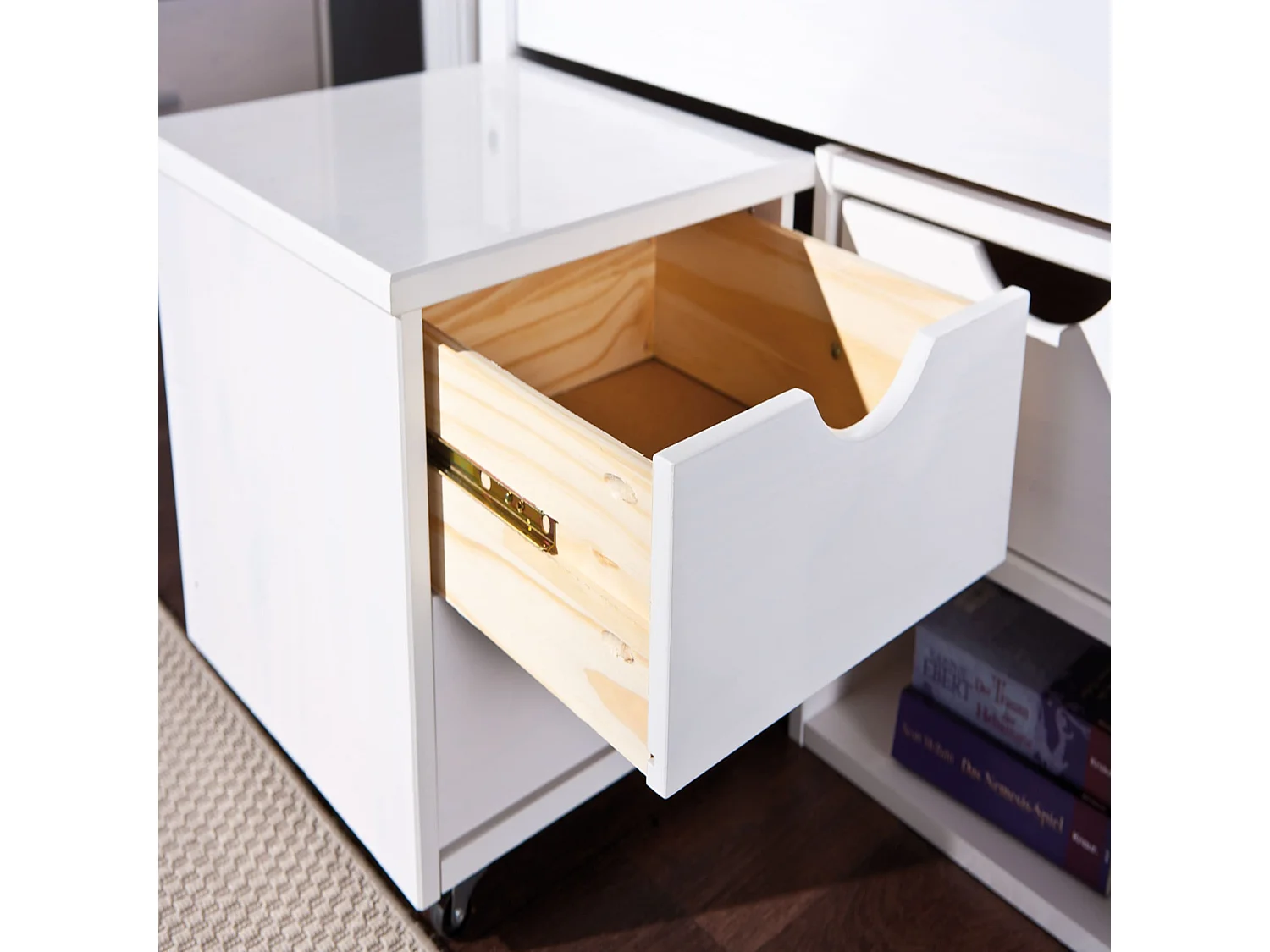 Lit tiroirs en bois massif blanc laqué 90x200 - LT12013