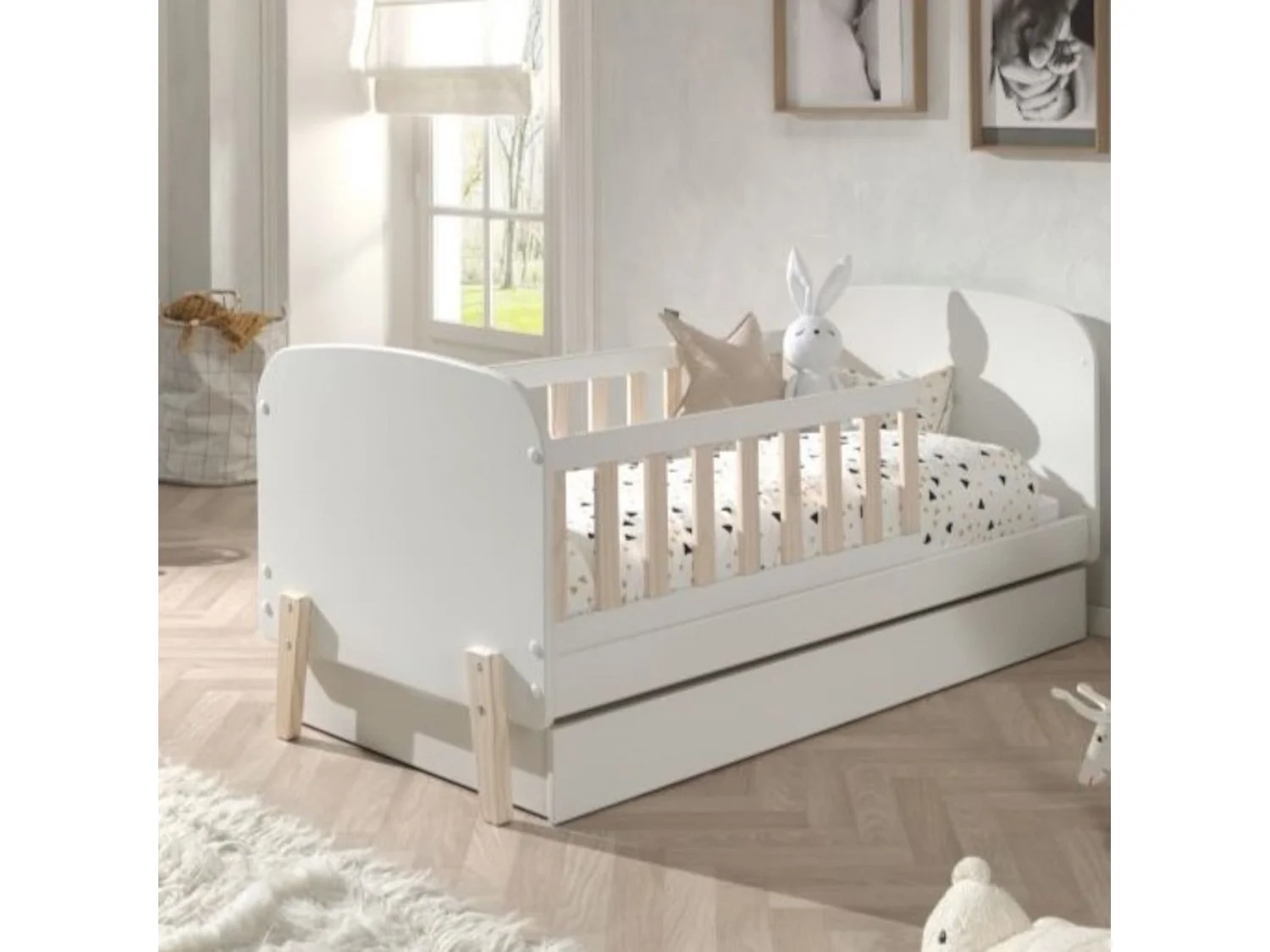 Lit enfant en bois blanc 70x140 cm - LT2034-1