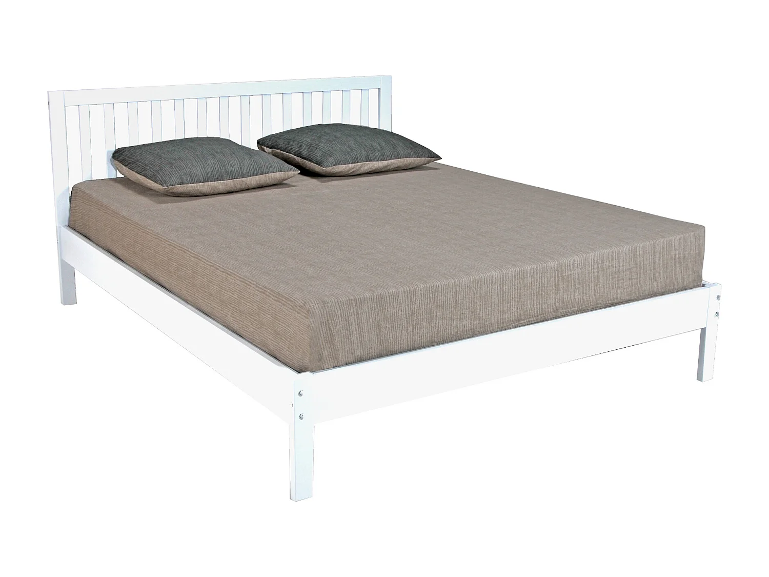 Lit avec tête de lit en bois blanc 140x190 - LT14008