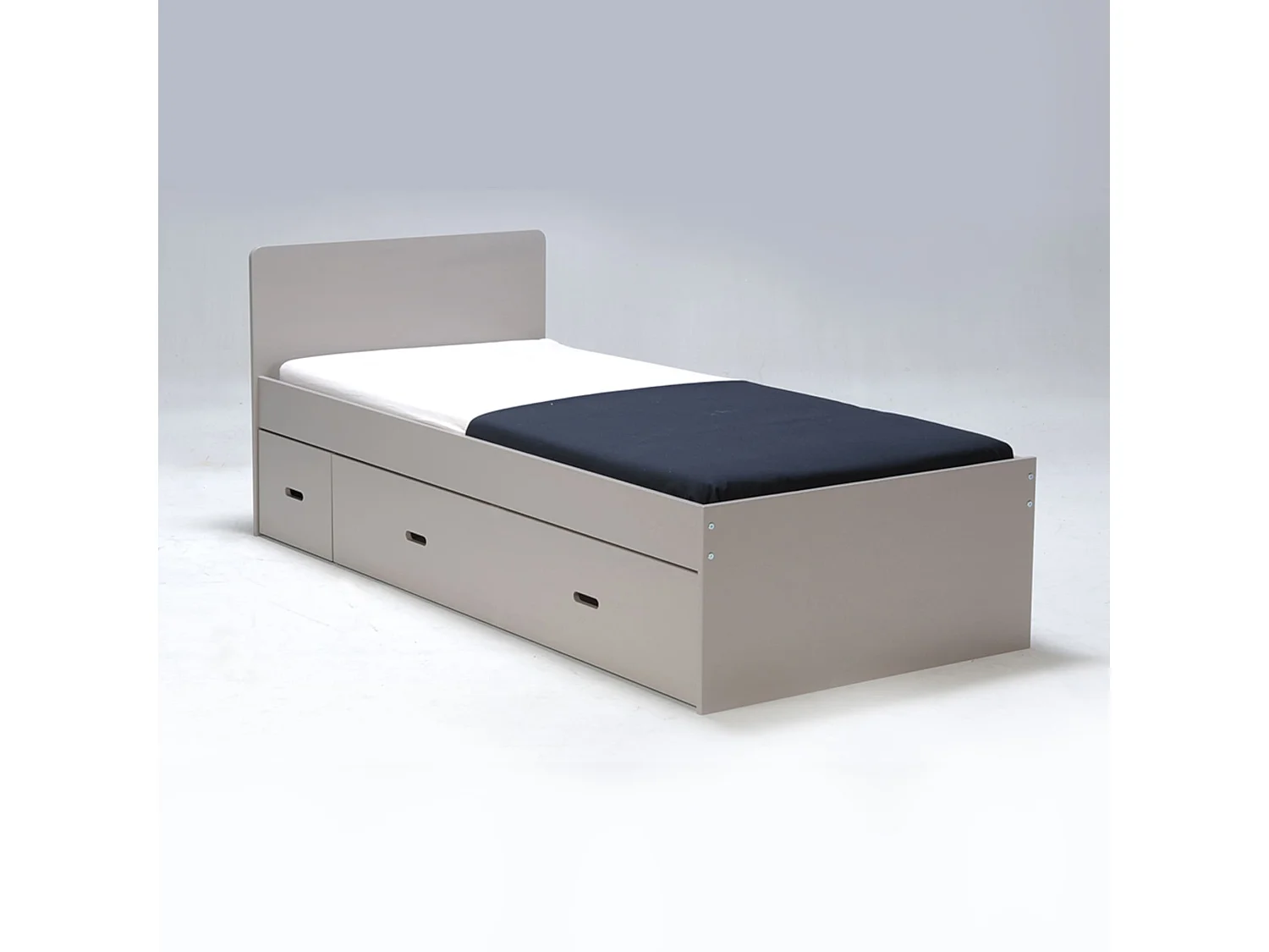 Lit tiroir avec chevet en bois gris 90x190 - LT14015
