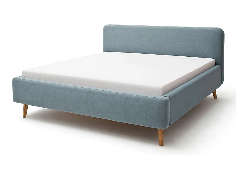 Lit scandinave en tissu rembourré bleu clair 140x200 - LT8001