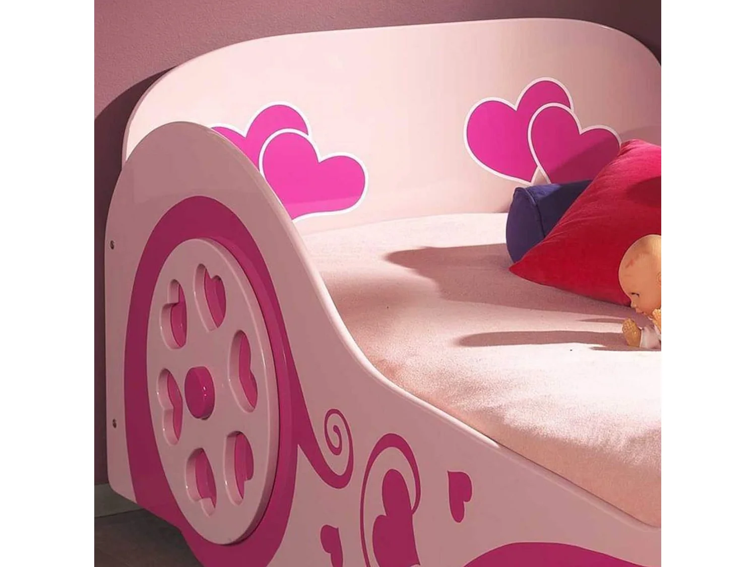 Lit enfant voiture Fille Love 90x200