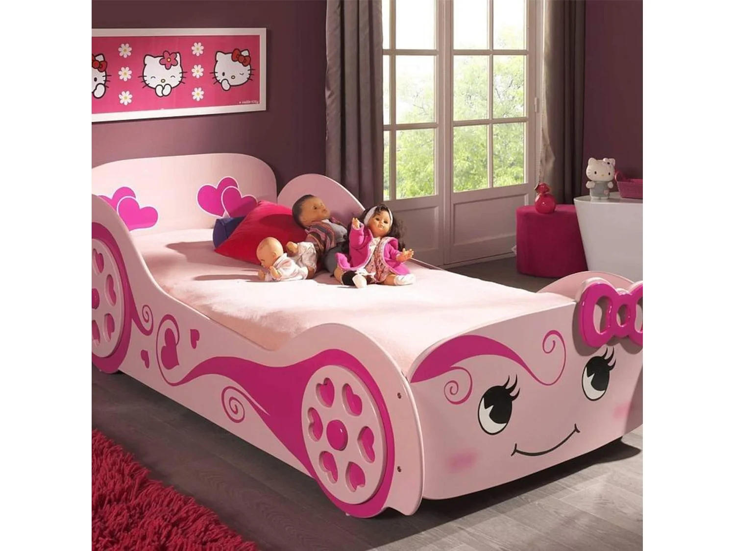 Lit enfant voiture Fille Love 90x200