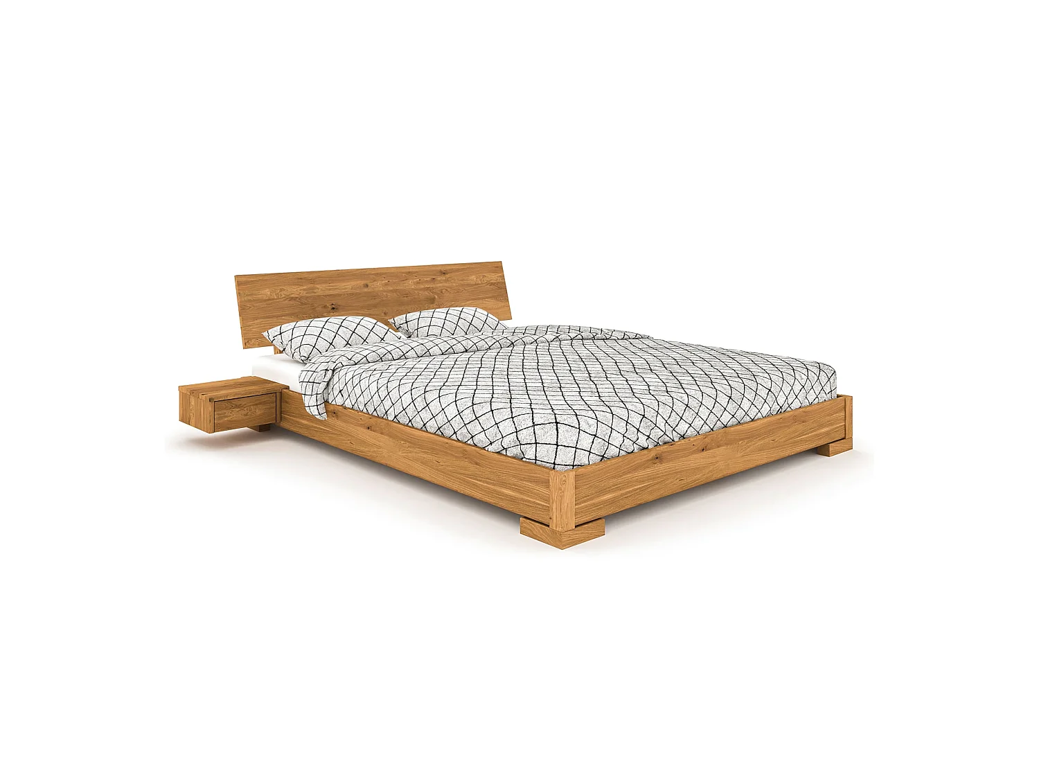 Lit avec tête de lit intégrée en chêne massif clair 160x200 - LT36007