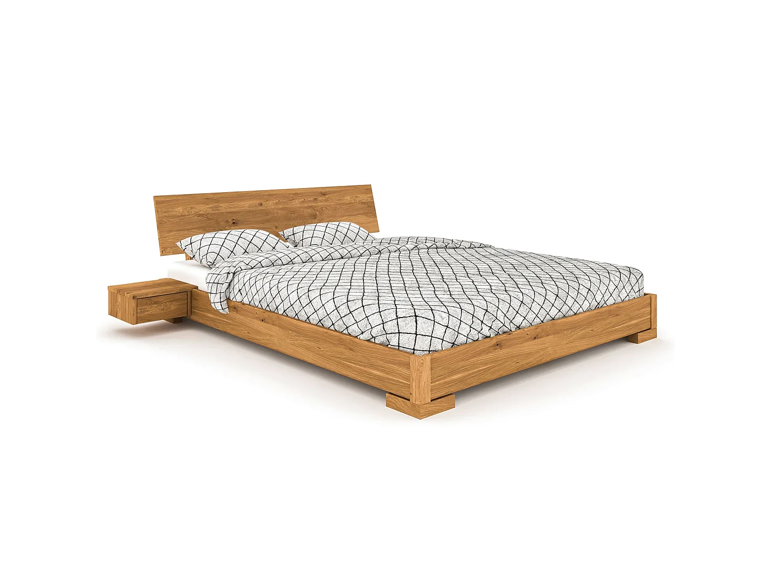 Lit avec tête de lit intégrée en chêne massif clair 160x200 - LT36007