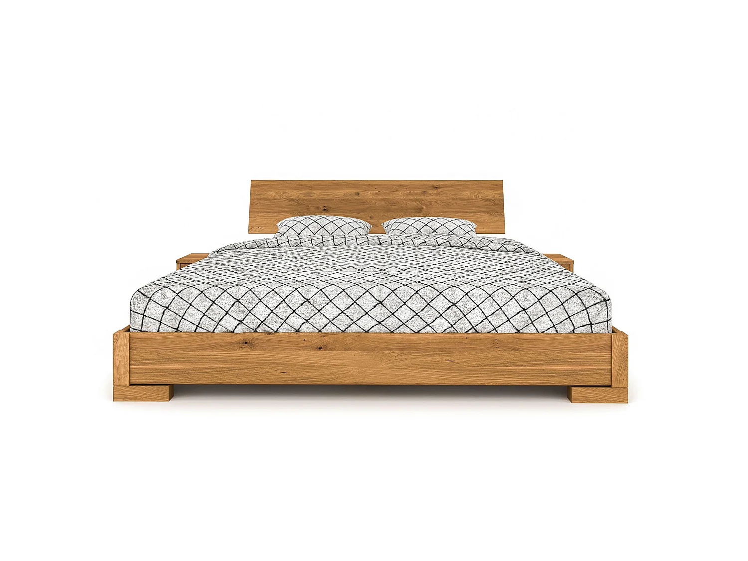 Lit avec tête de lit intégrée en chêne massif clair 160x200 - LT36007