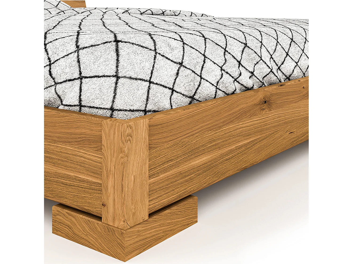 Lit avec tête de lit intégrée en chêne massif clair 160x200 - LT36007