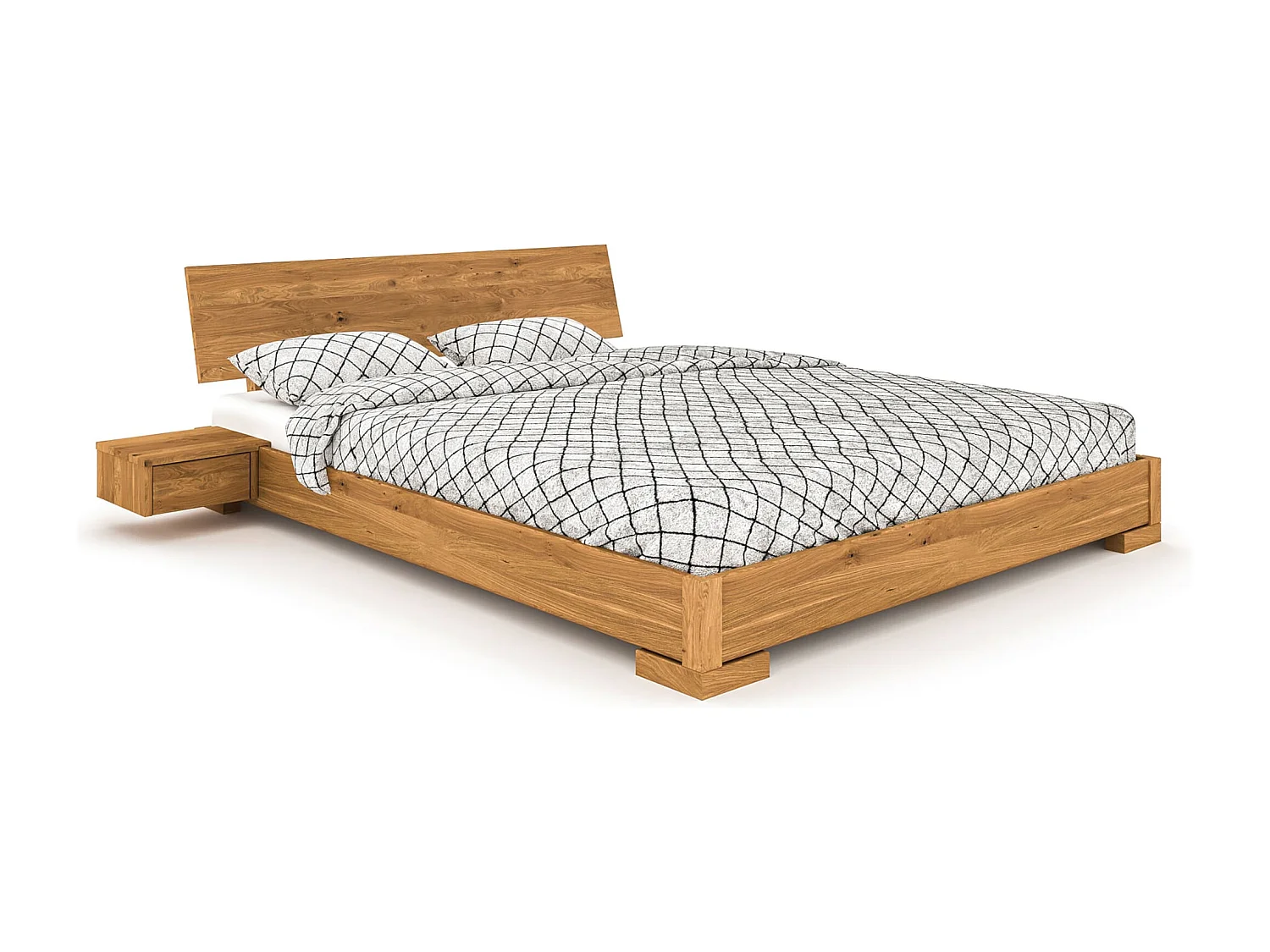 Lit avec tête de lit intégrée en chêne massif clair 160x200 - LT36007