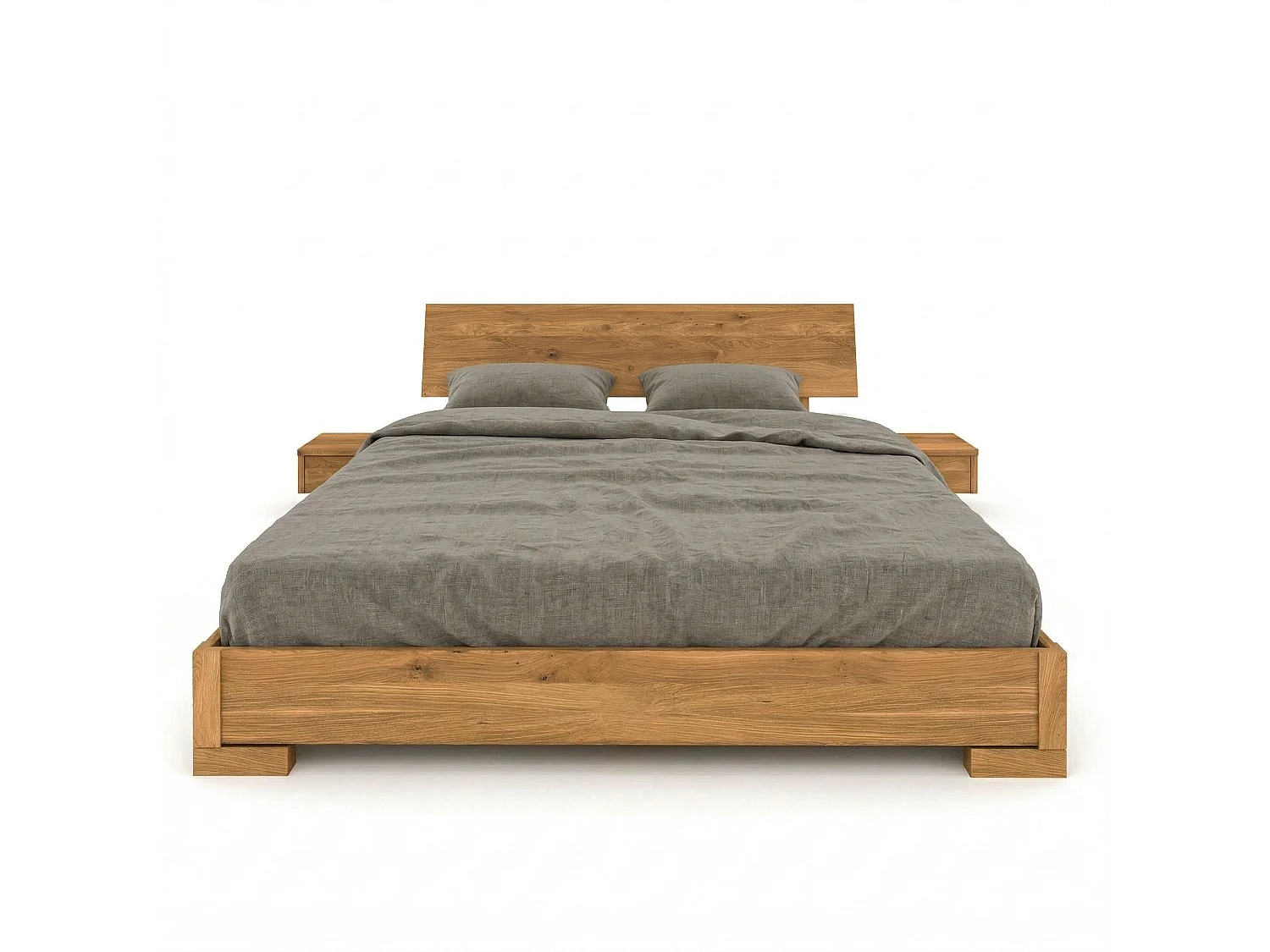 Lit avec tête de lit intégrée en chêne massif clair 160x200 - LT36007