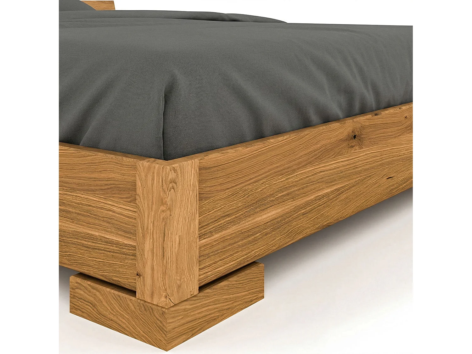 Lit avec tête de lit intégrée en chêne massif clair 160x200 - LT36007