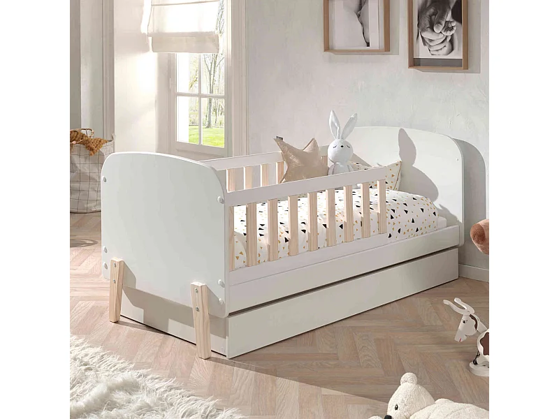 Lit tiroir enfant en bois blanc 70x140 cm - LT2034-2