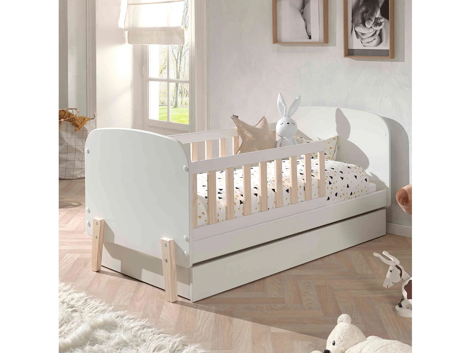 Lit tiroir enfant en bois blanc 70x140 cm - LT2034-2