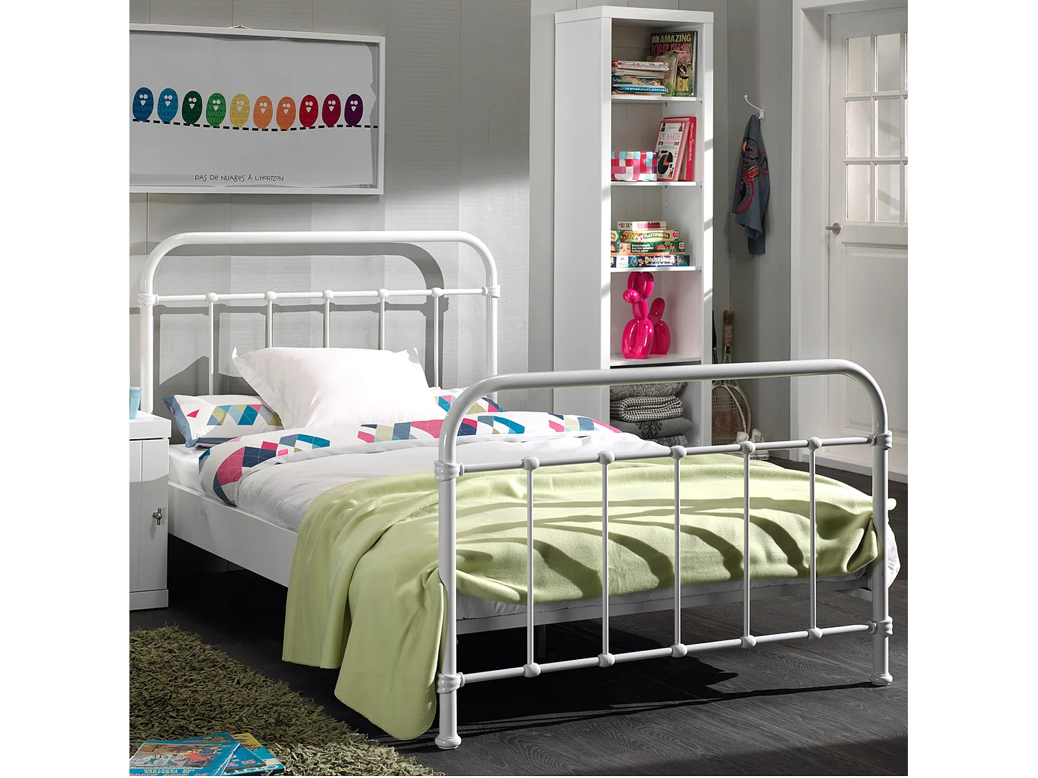 Lit enfant en métal blanc avec sommier 120x200