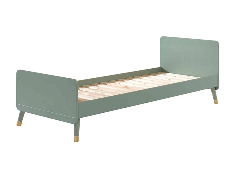 Lit enfant en bois massif vert 90x200 - LI2031