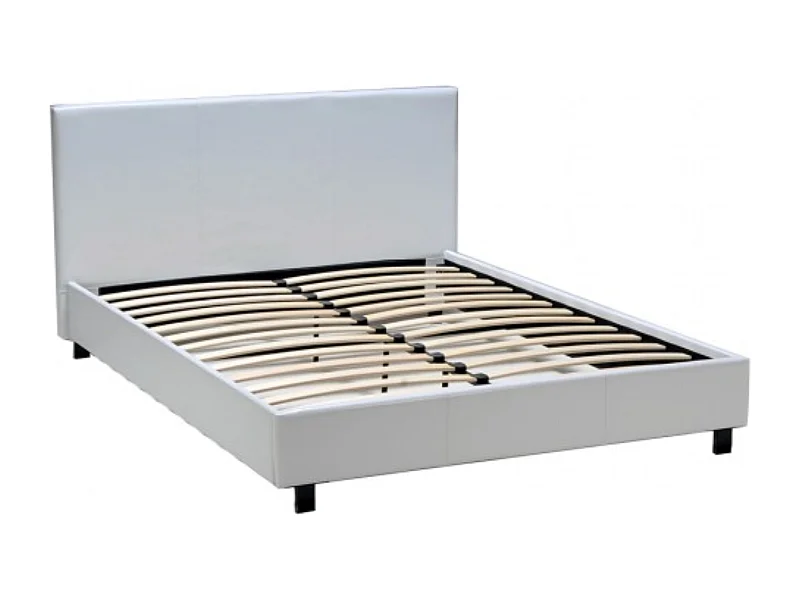 Lit en métal avec revêtement PVC blanc 160x200 - LT14011