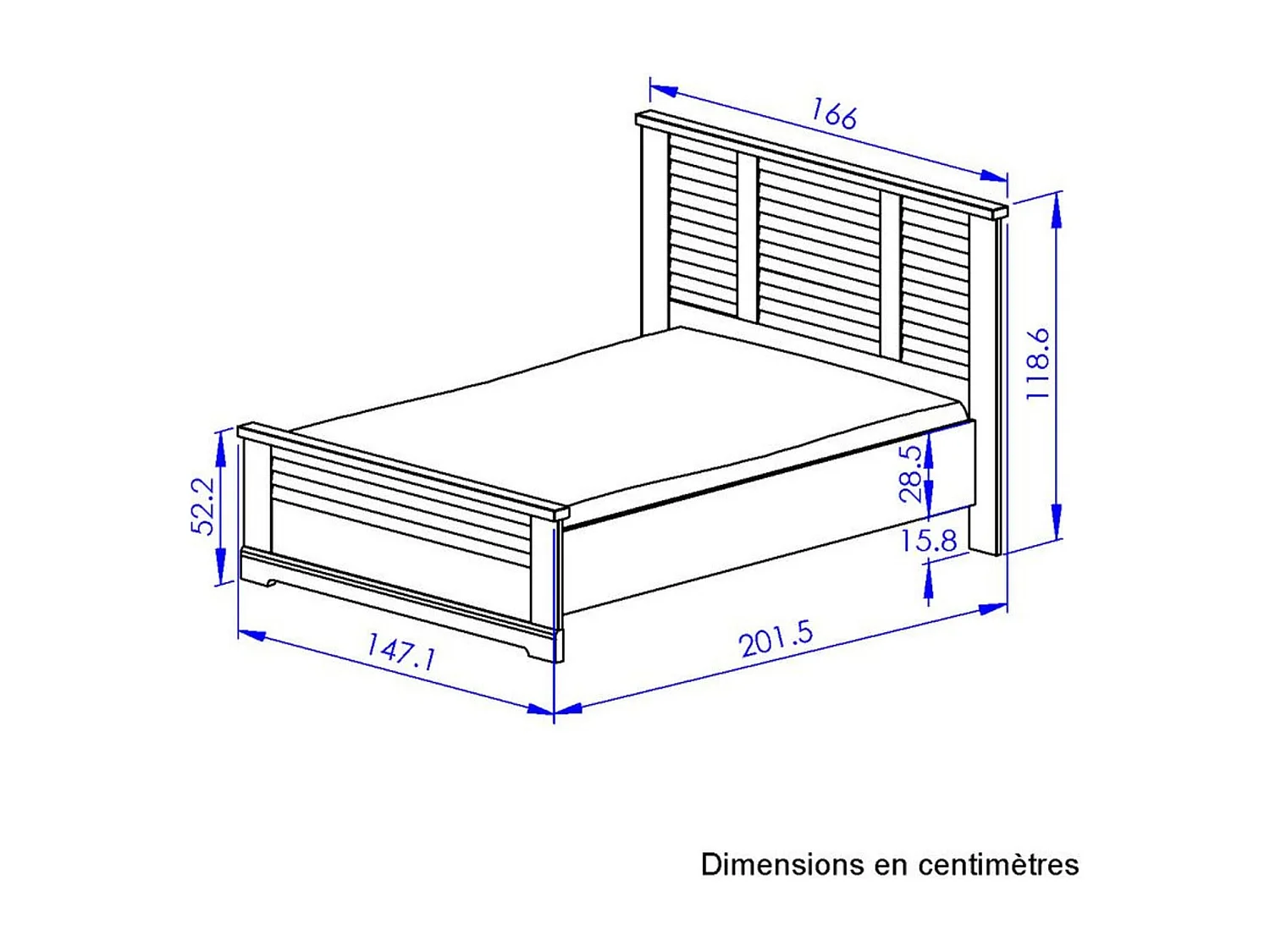 Lit en bois clair imitation châtaignier 140x190 - LT5066