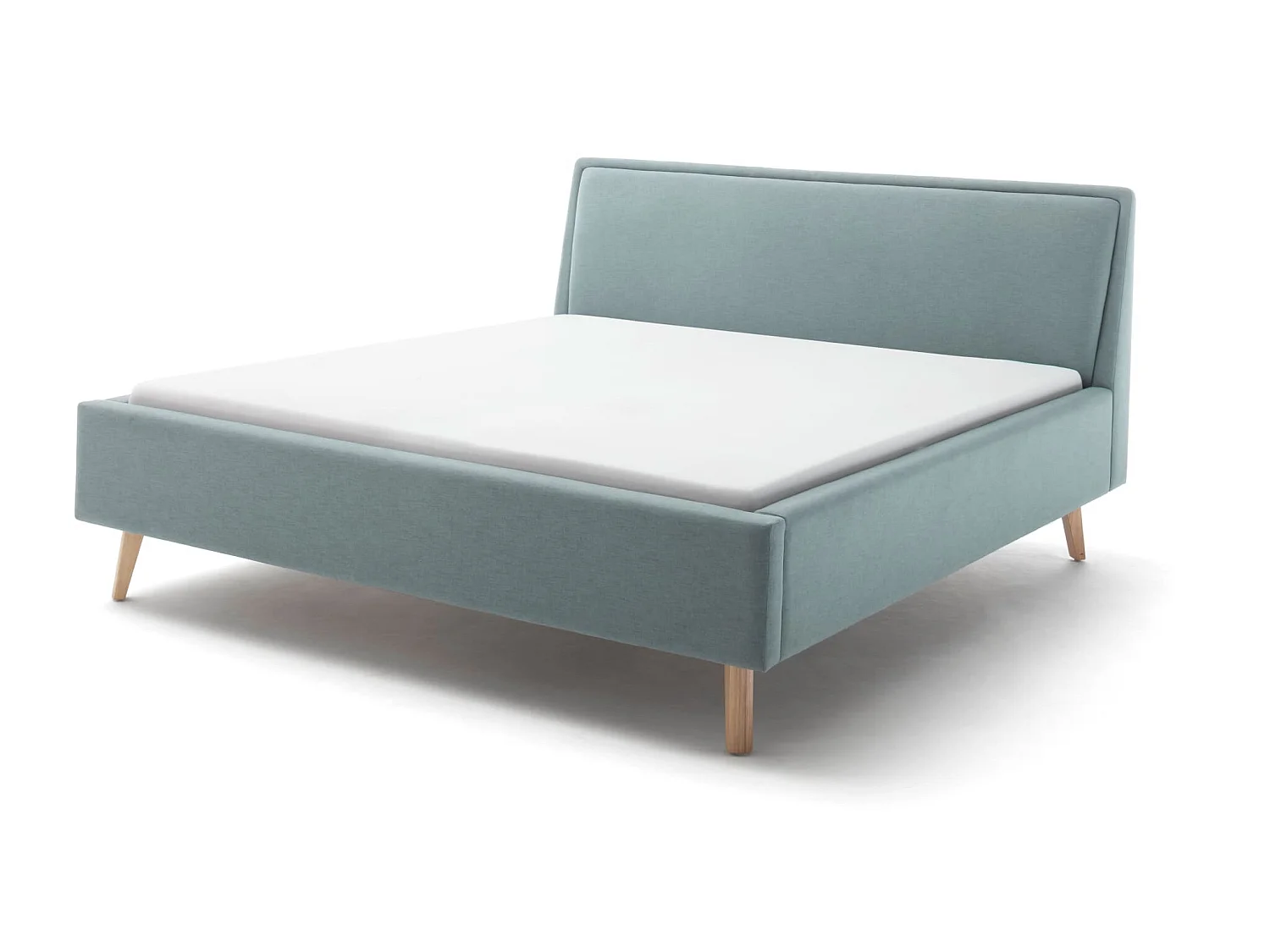 Lit rembourré en tissu bleu ciel avec tête de lit lisse 140x200 - LT8003