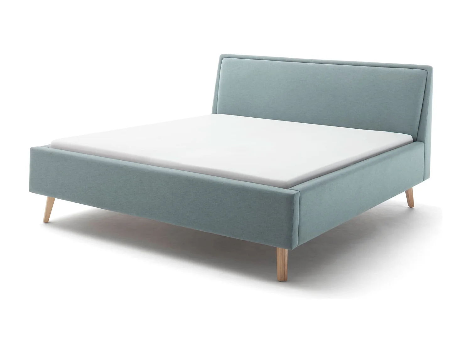 Lit rembourré en tissu bleu ciel avec tête de lit lisse 140x200 - LT8003