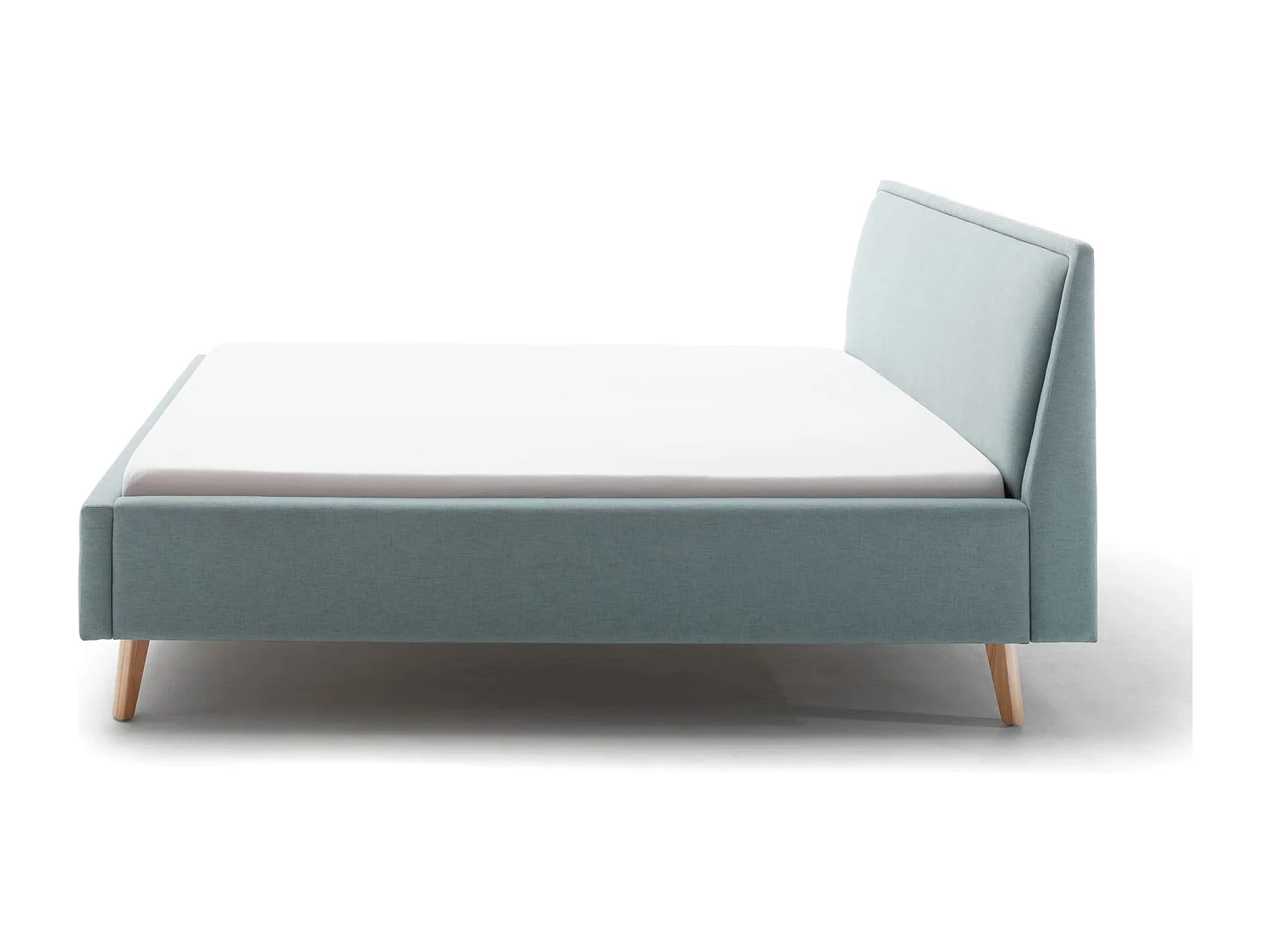 Lit rembourré en tissu bleu ciel avec tête de lit lisse 140x200 - LT8003