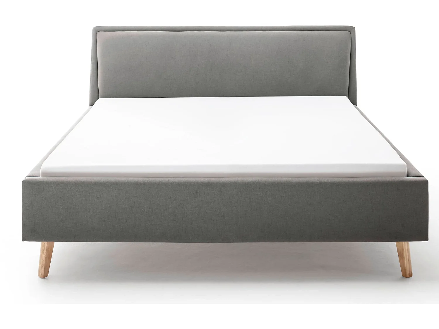 Lit rembourré en tissu gris clair avec tête de lit lisse 140x200 - LT8003