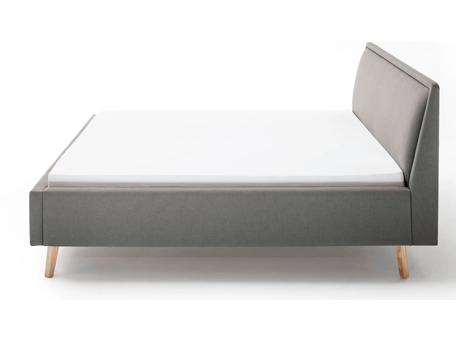 Lit rembourré en tissu gris clair avec tête de lit lisse 140x200 - LT8003