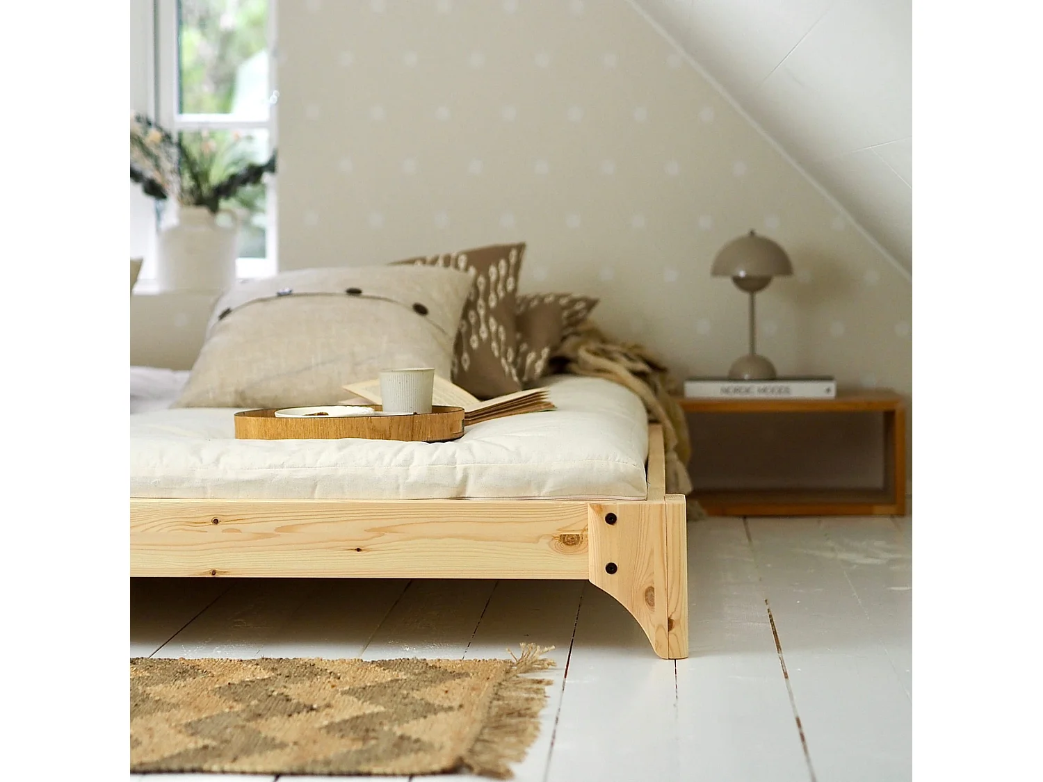 Lit ELAN en pin massif naturel avec sommier 180x200