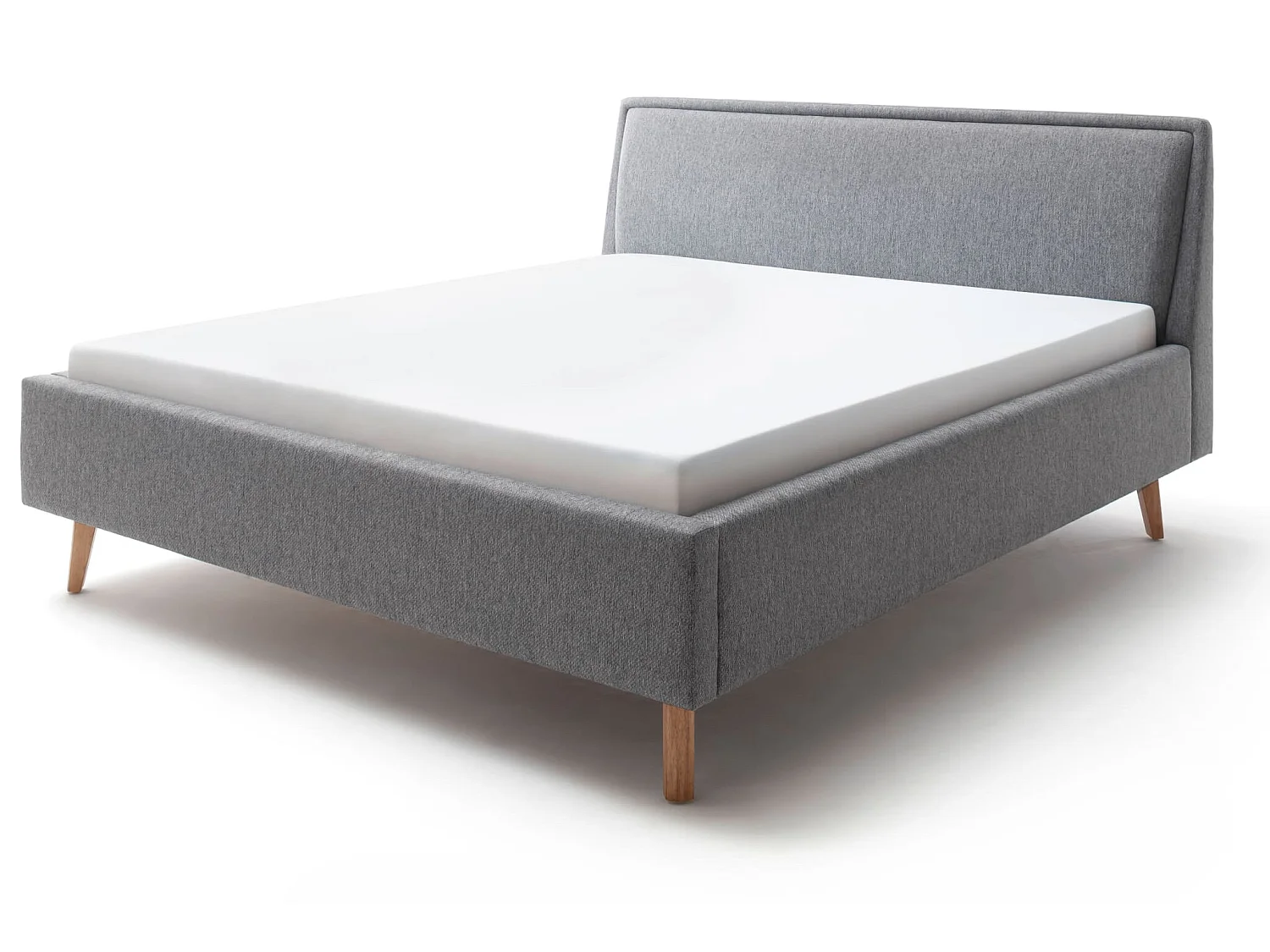 Lit rembourré en tissu gris avec tête de lit lisse 140x200 - LT8003