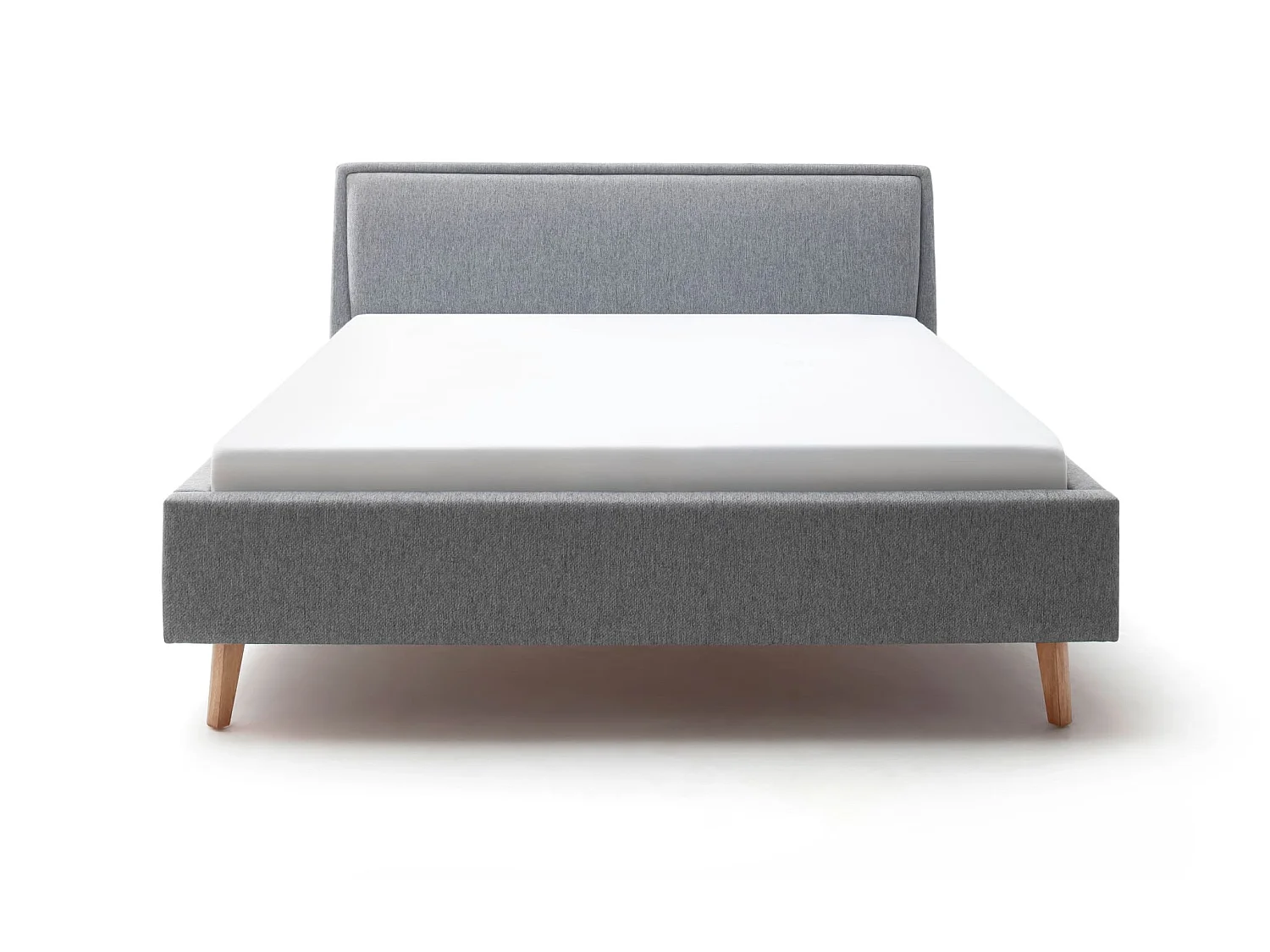 Lit rembourré en tissu gris avec tête de lit lisse 140x200 - LT8003