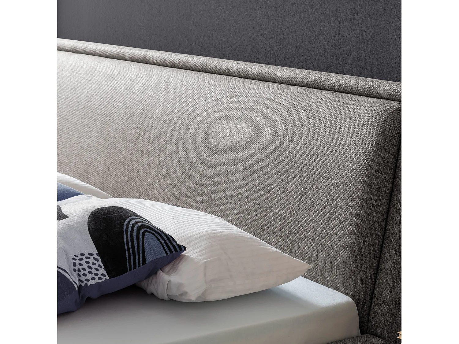 Lit rembourré en tissu gris avec tête de lit lisse 140x200 - LT8003