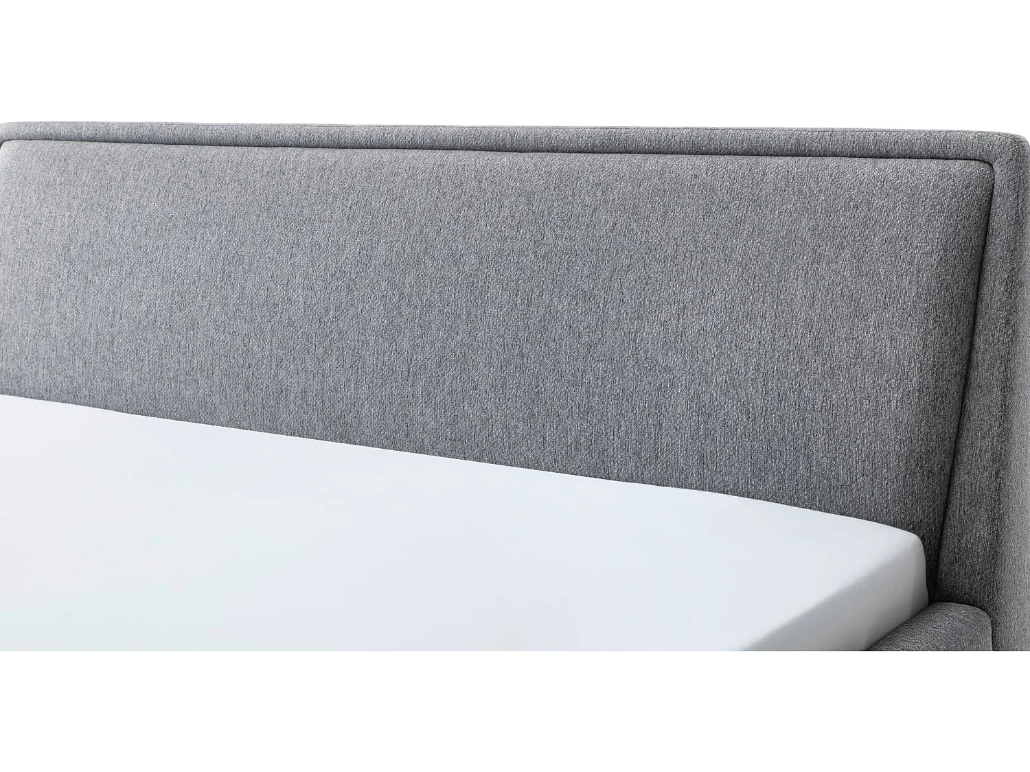 Lit rembourré en tissu gris avec tête de lit lisse 140x200 - LT8003