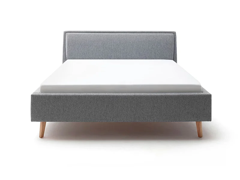 Lit rembourré en tissu gris avec tête de lit lisse 140x200 - LT8003