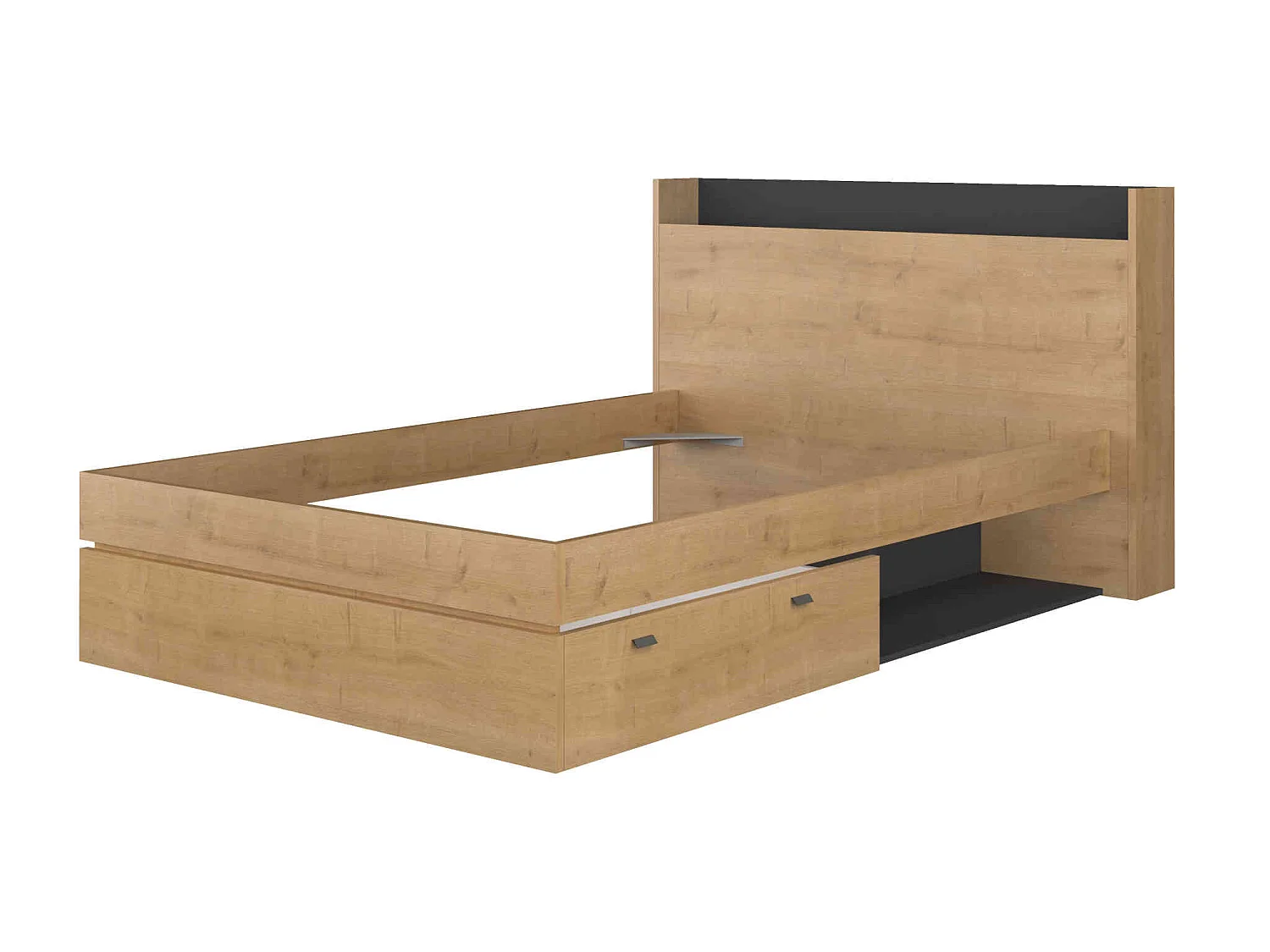 Lit tiroir en bois imitation chêne 140x190 cm - LI9051