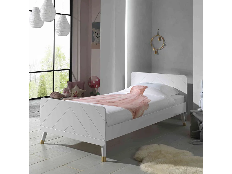 Lit enfant en bois massif blanc 90x200 - LI2031