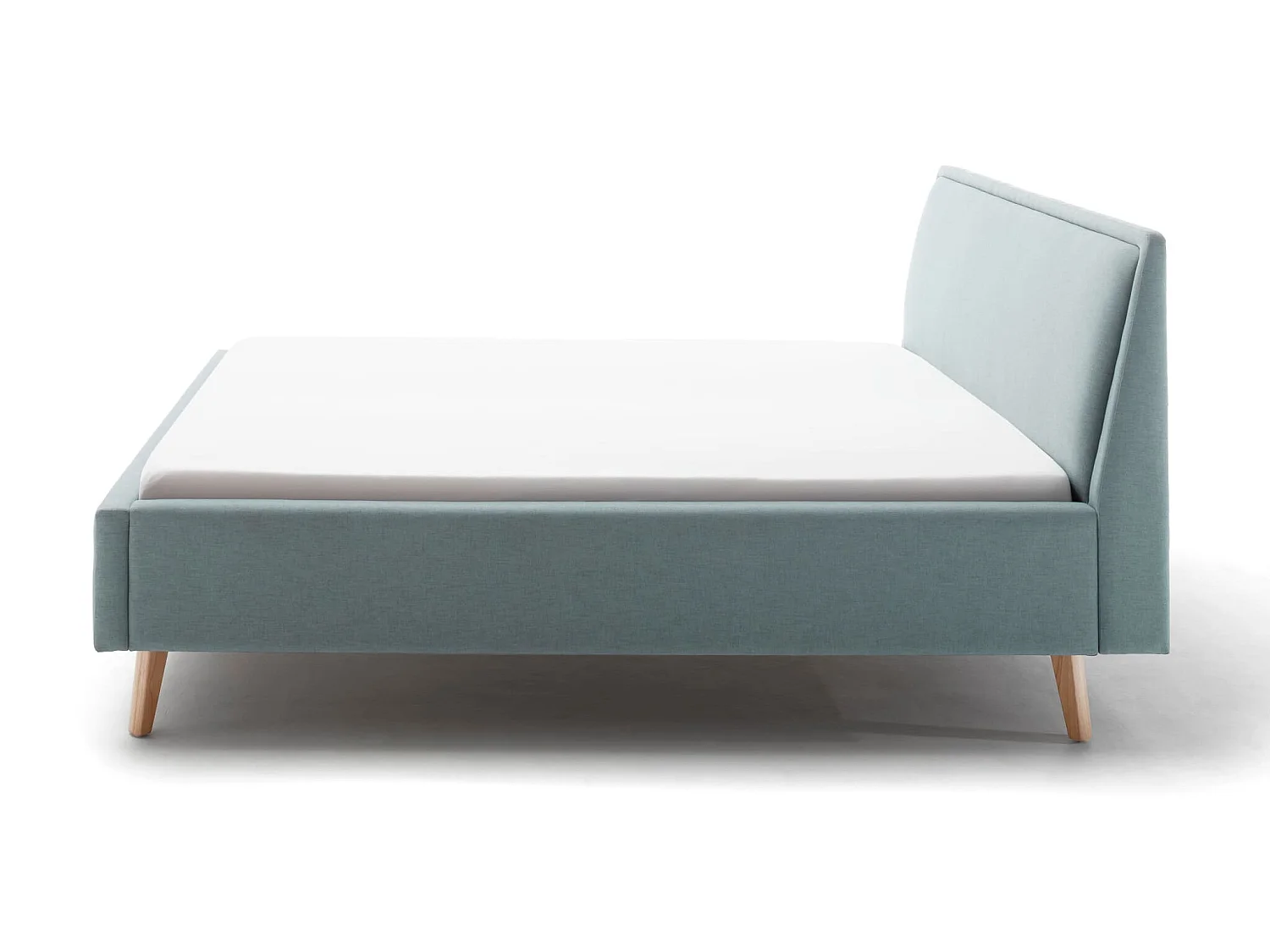 Lit rembourré en tissu bleu ciel avec tête de lit lisse 160x200 - LT8003