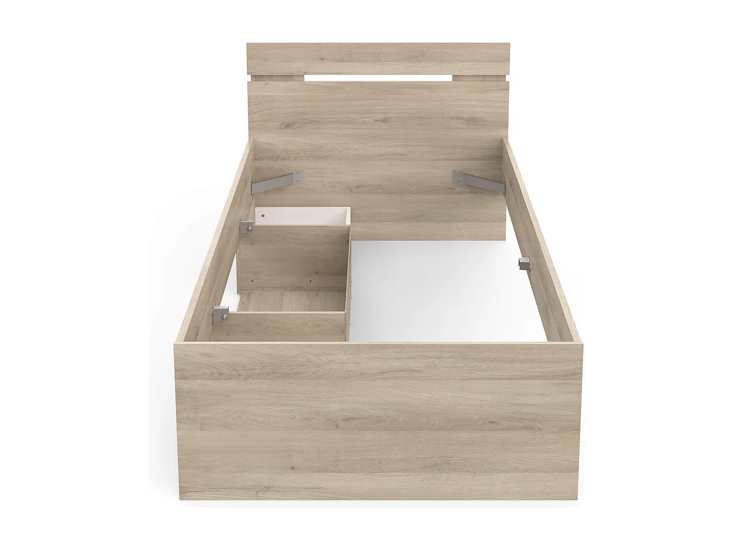 Lit tiroir avec niche de rangement en bois imitation chêne kronberg 90x200 cm - LT202