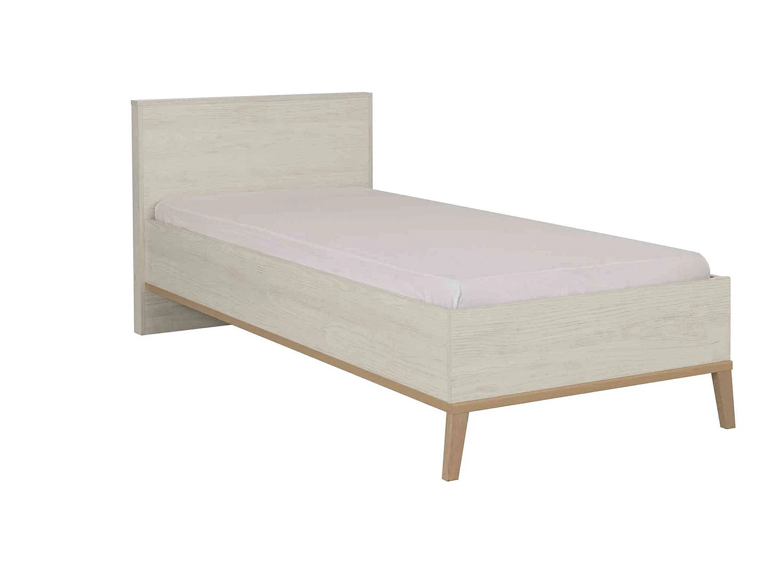 Lit enfant en bois imitation chêne blanchi 90x190 - LT5058