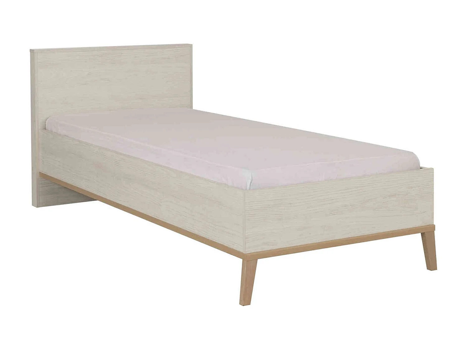 Lit enfant en bois imitation chêne blanchi 90x190 - LT5058