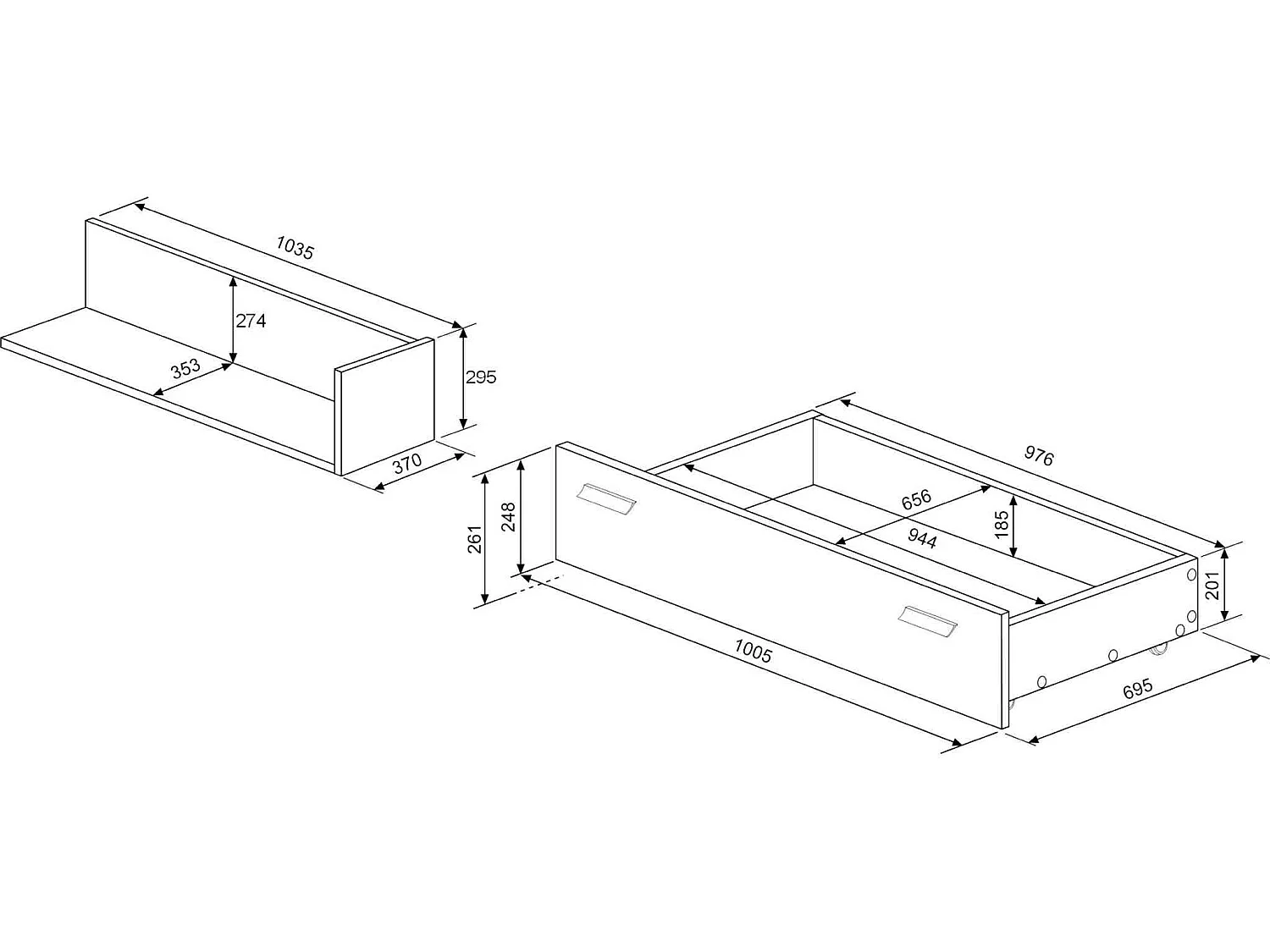 Lit tiroir en bois imitation chêne 160x200 cm - LI9051