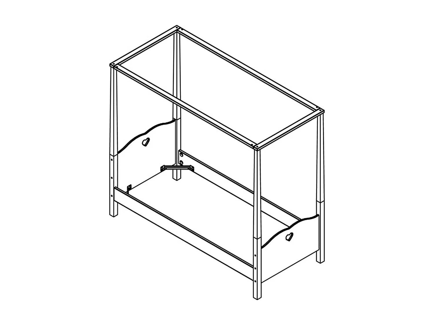 Lit Enfant Baldaquin en Bois Blanc 90x200 LB2001