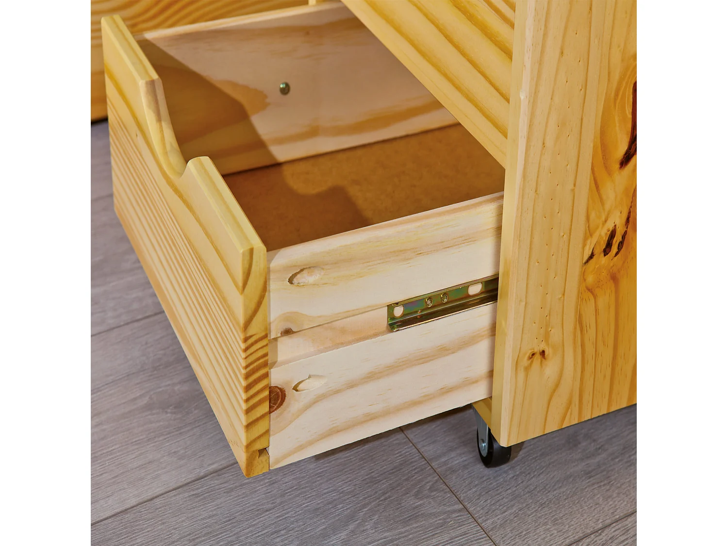 Lit tiroirs avec chevets intégrés en bois massif chêne clair 160x200 - LT12012