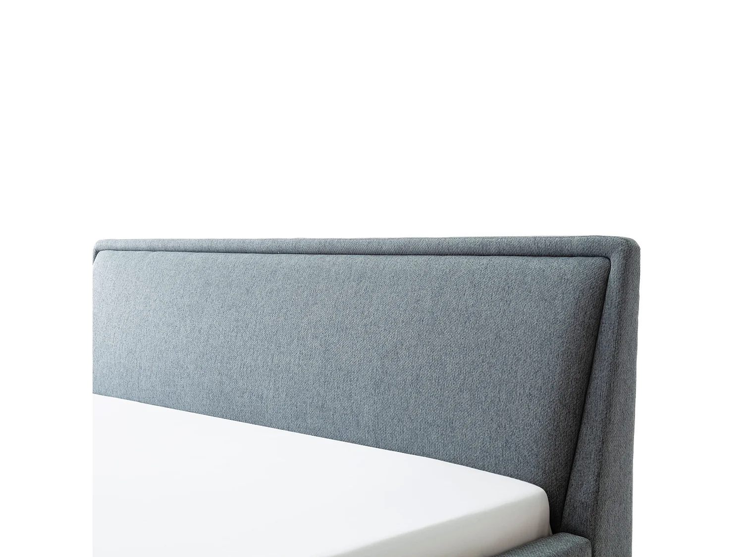 Lit rembourré en tissu bleu avec tête de lit lisse 140x200 - LT8003