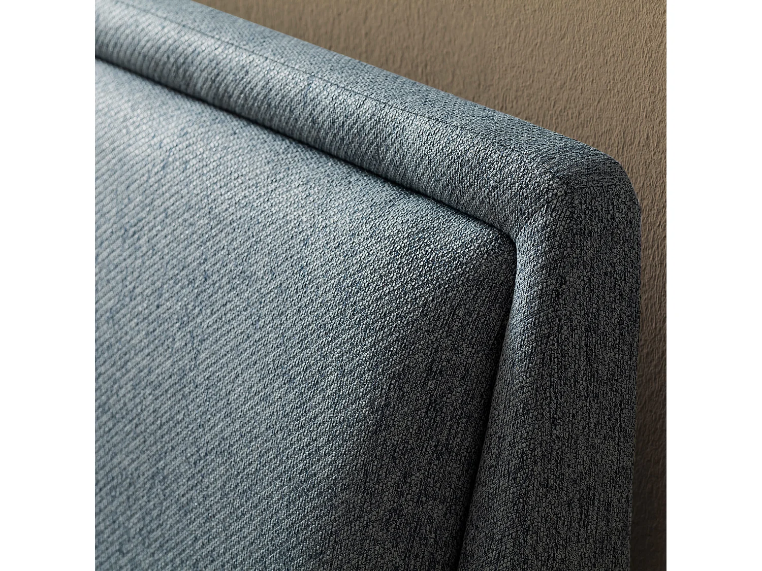 Lit rembourré en tissu bleu avec tête de lit lisse 140x200 - LT8003