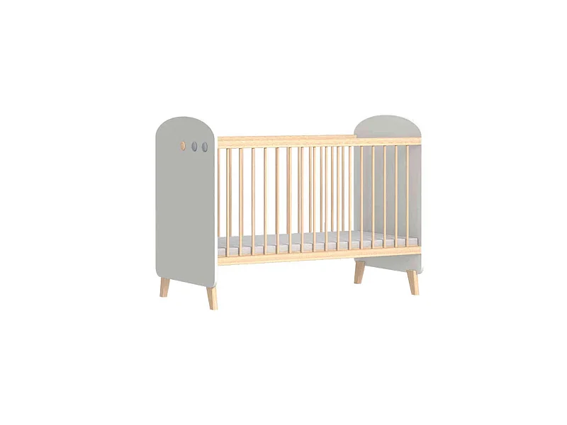 Lit bébé en bois blanc réglable en hauteur SENJA 60x120