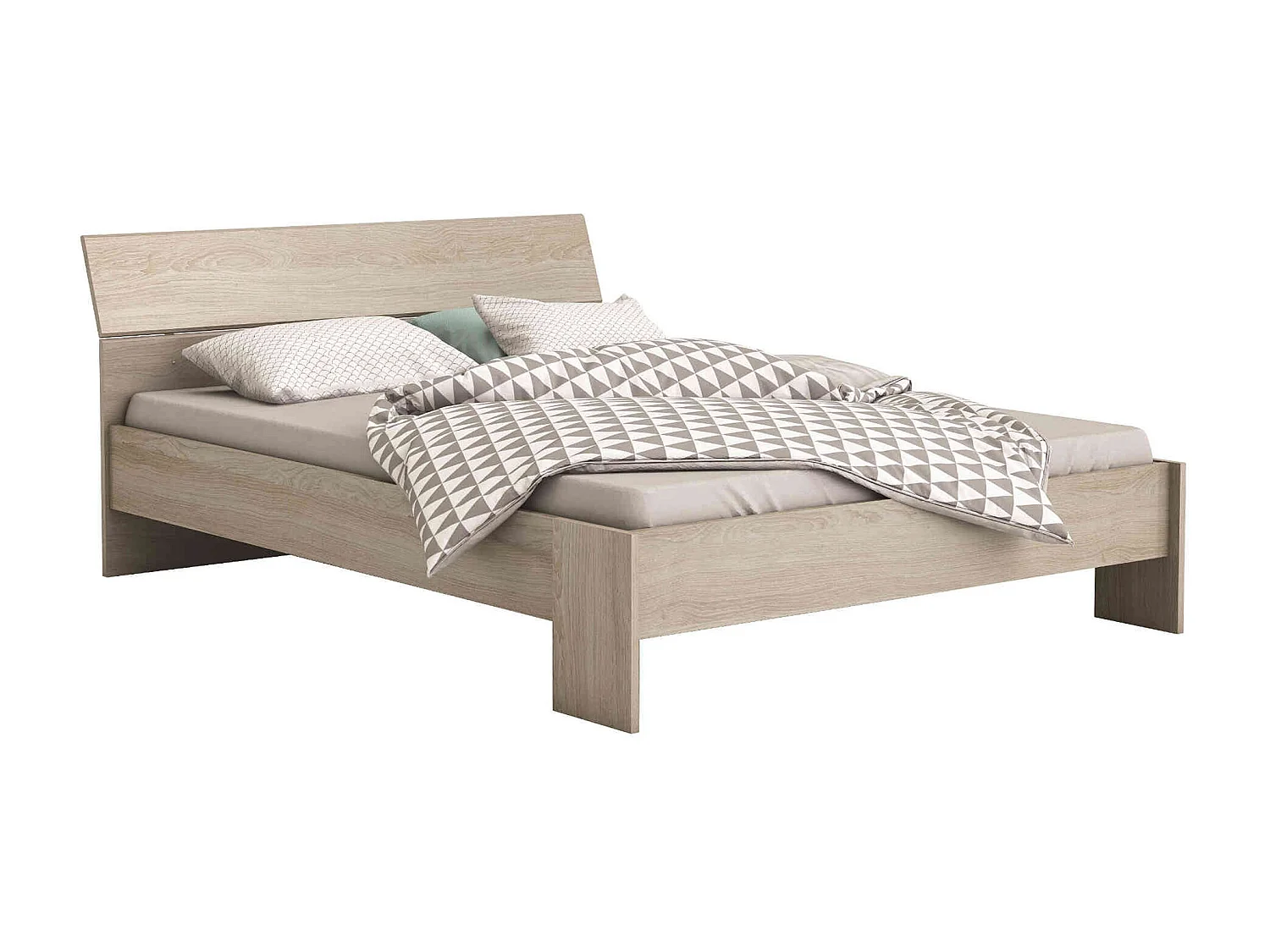 Lit 140x190/200 en bois chêne shannon - LI158