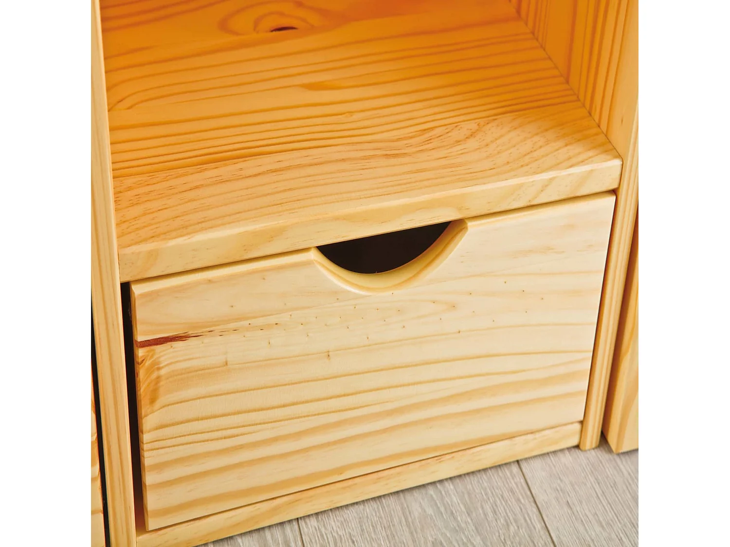 Lit tiroirs avec chevets intégrés en bois massif chêne clair 90x200 - LT17012