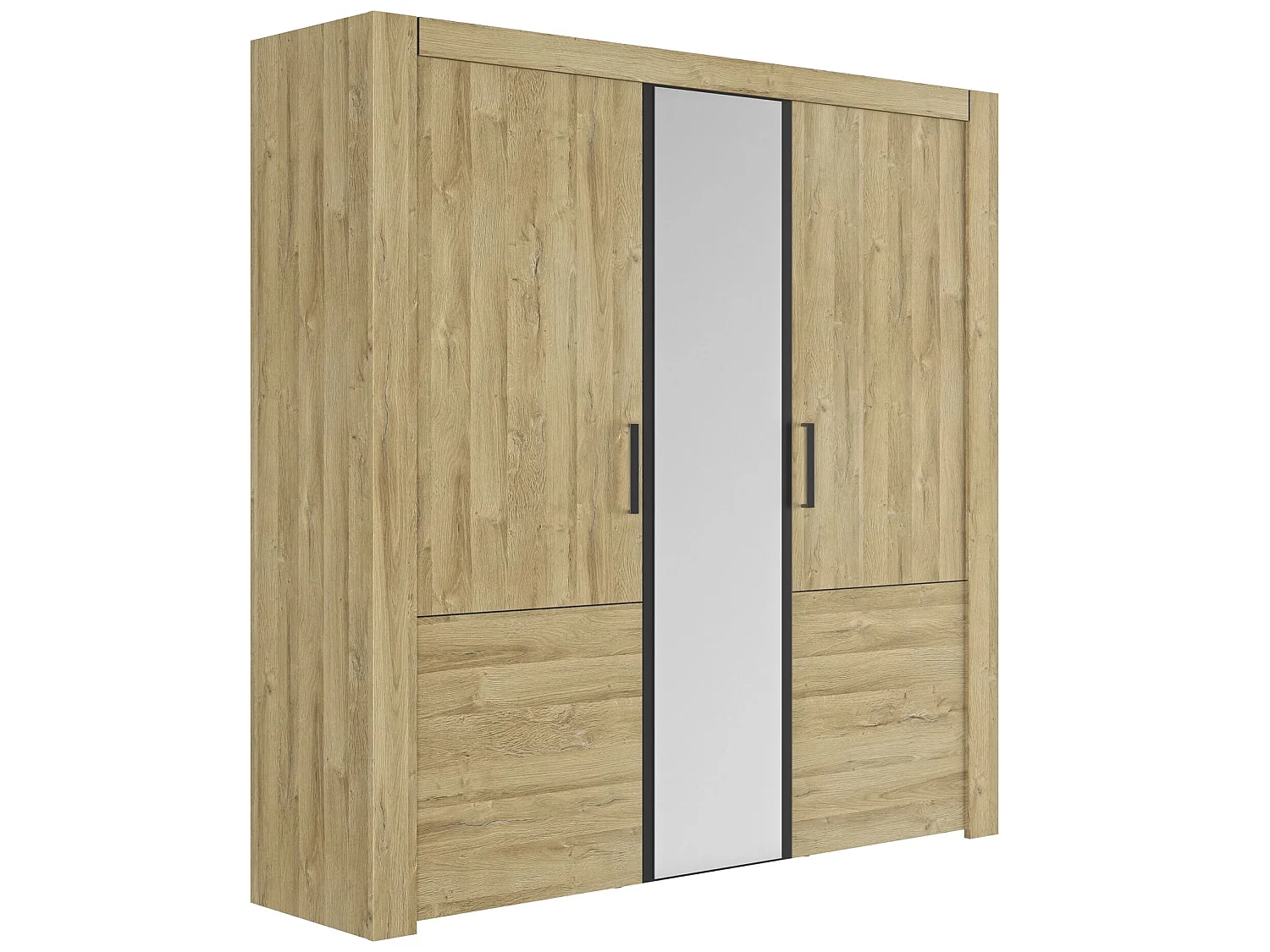 Lit led sensitive 160x200 et armoire en bois clair - LT5084