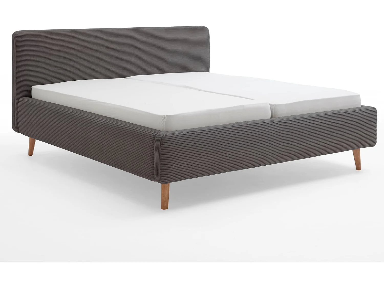 Lit rembourré en velours anthracite avec tête de lit lisse 160x200 - LT8002